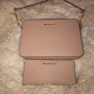 Jet Set Saffiano Leather crossbody bag and wallet